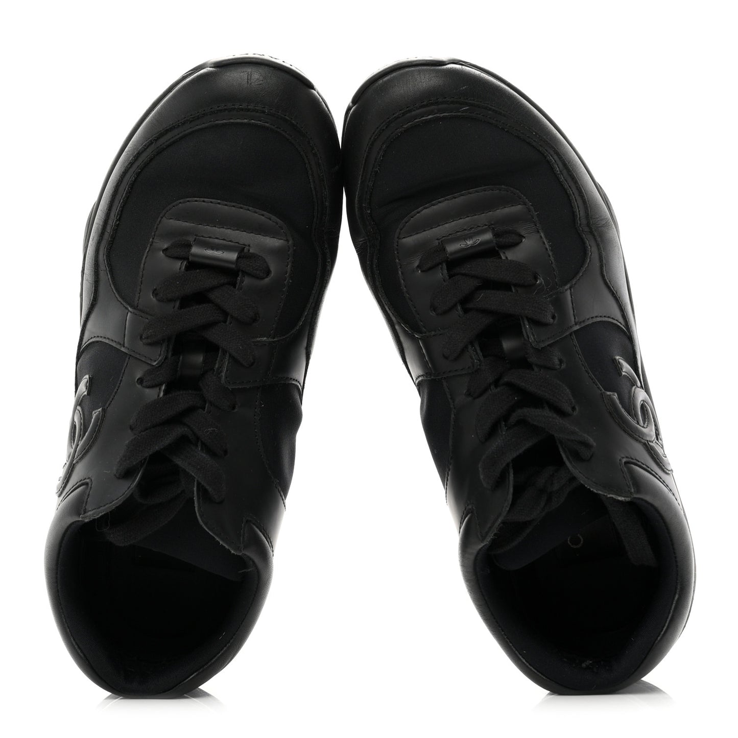 Lambskin Fabric CC Uniform Sneakers 39 Black