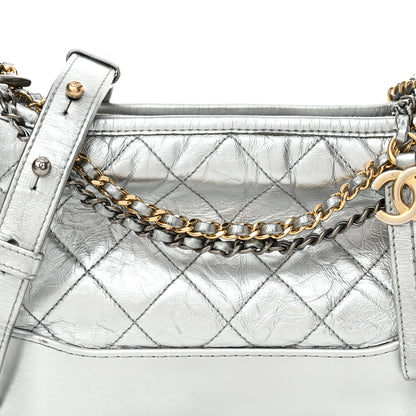 Chanel Metallic Aged Calfskin Quilted Small Gabrielle Hobo Silver 8 of 11