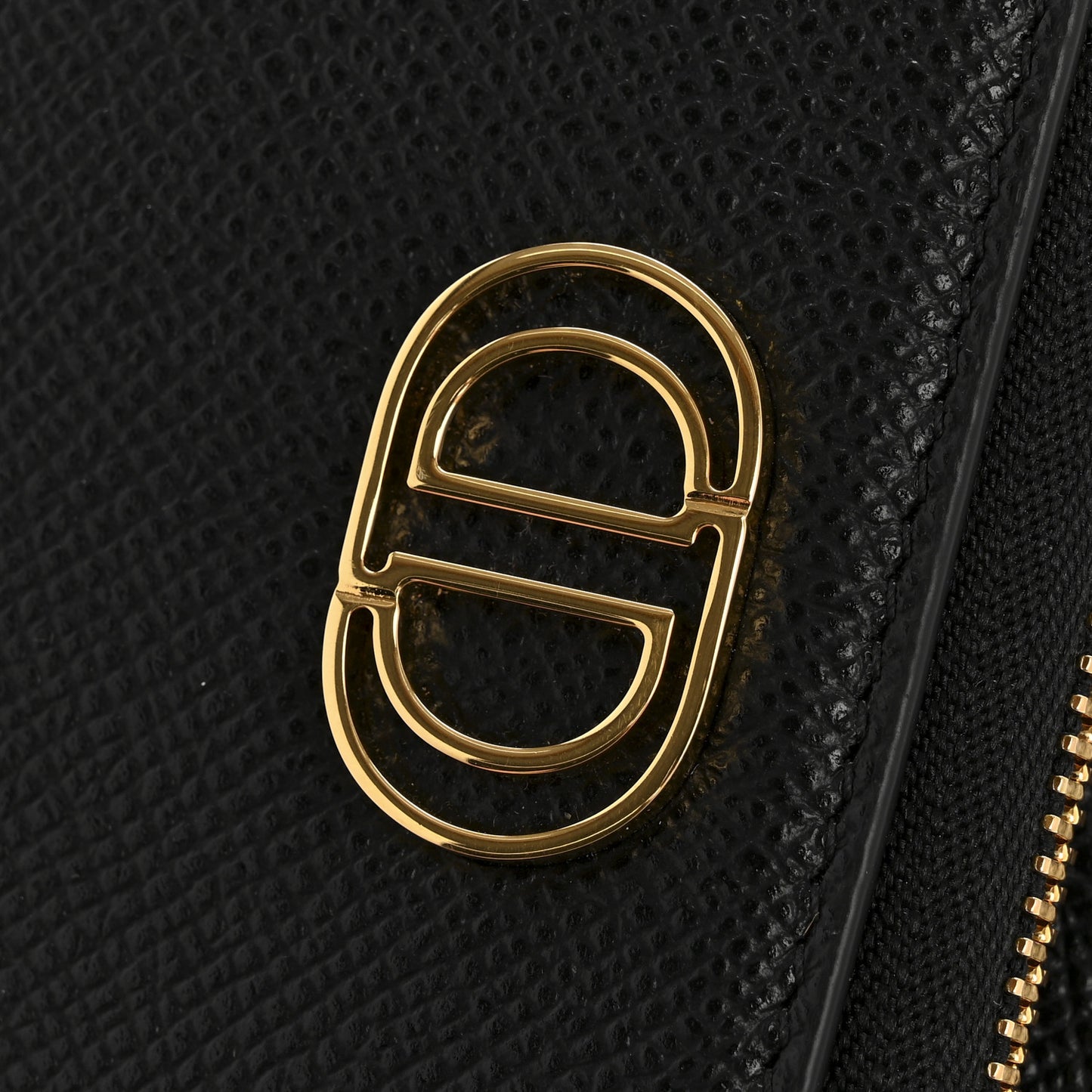 Grained Calfskin Caro Double Pouch Black