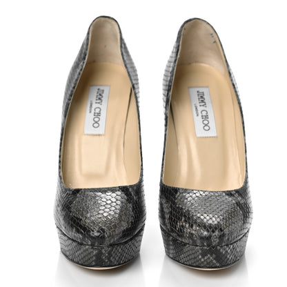 Jimmy Choo Calfskin Snake Print Pumps 38 Grey 2 of 12