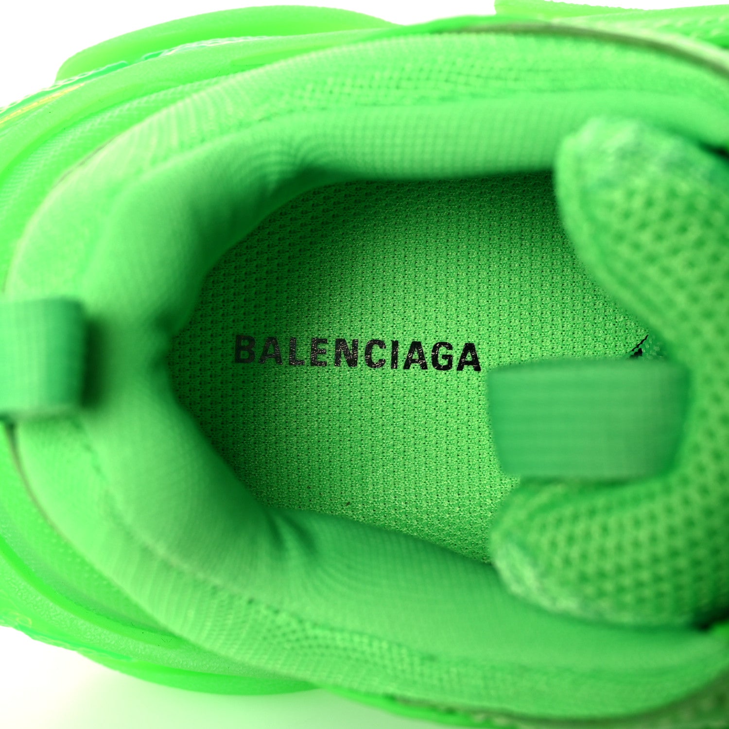 Balenciaga Fabric Mesh Clear Sole Womens Triple S Sneakers 37 Fluo Green 6 of 11