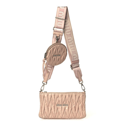 Miu Miu Nappa Matelasse Shine Shoulder Bag Pink 1 of 10