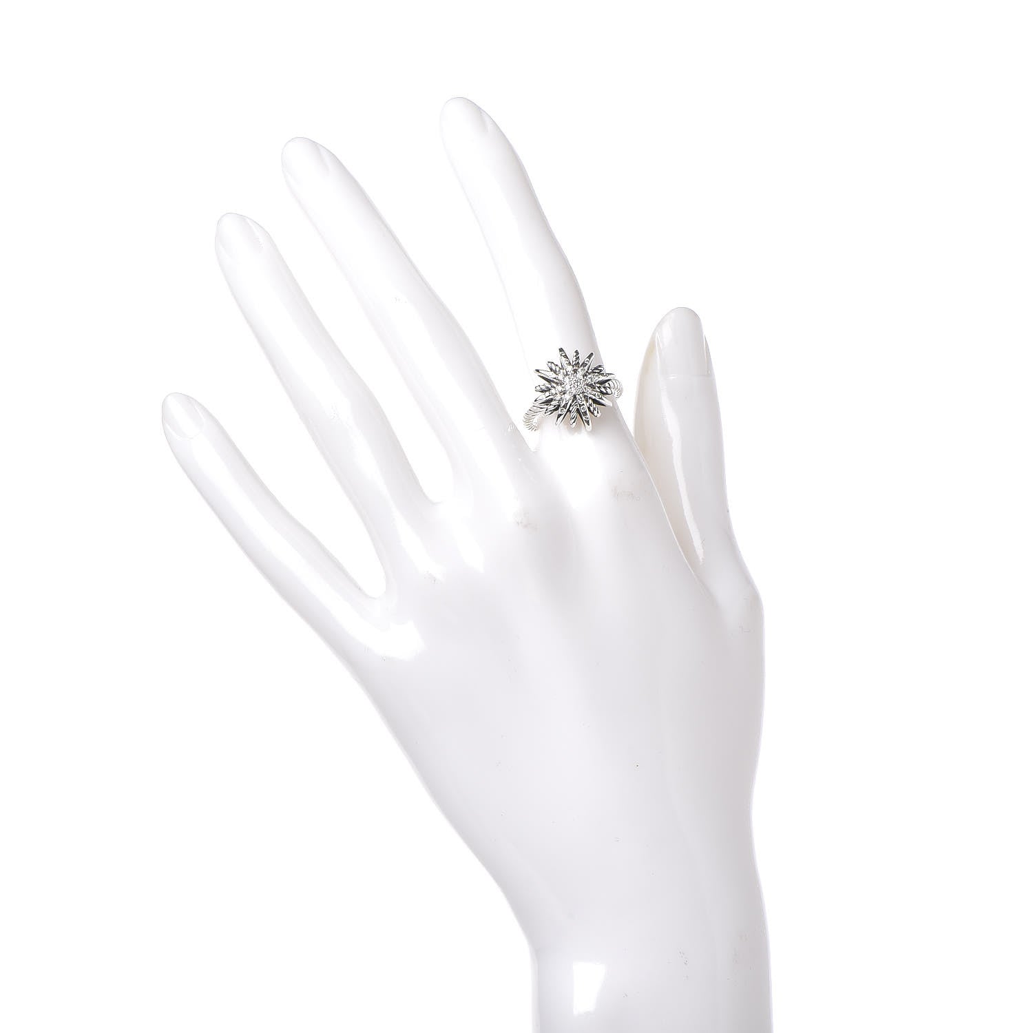 David Yurman Sterling Silver Diamond 16mm Starburst Ring 50 5.25 2 of 5