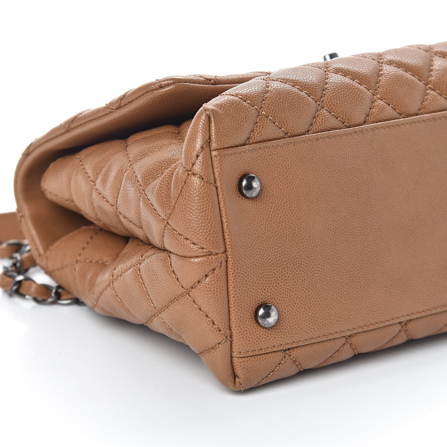 Chanel Caviar Quilted Small Coco Handle Flap Camel 8 of 9