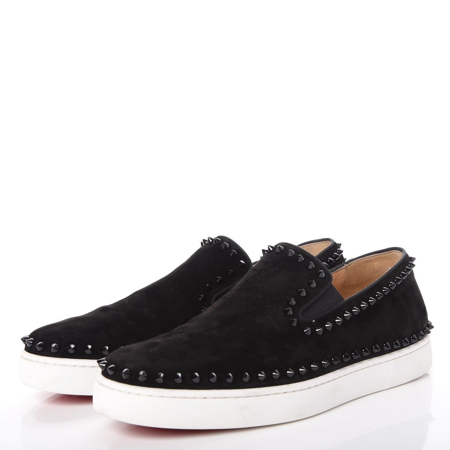 Mens Veau Velours Spike Pik Boat Flat 43.5 Black