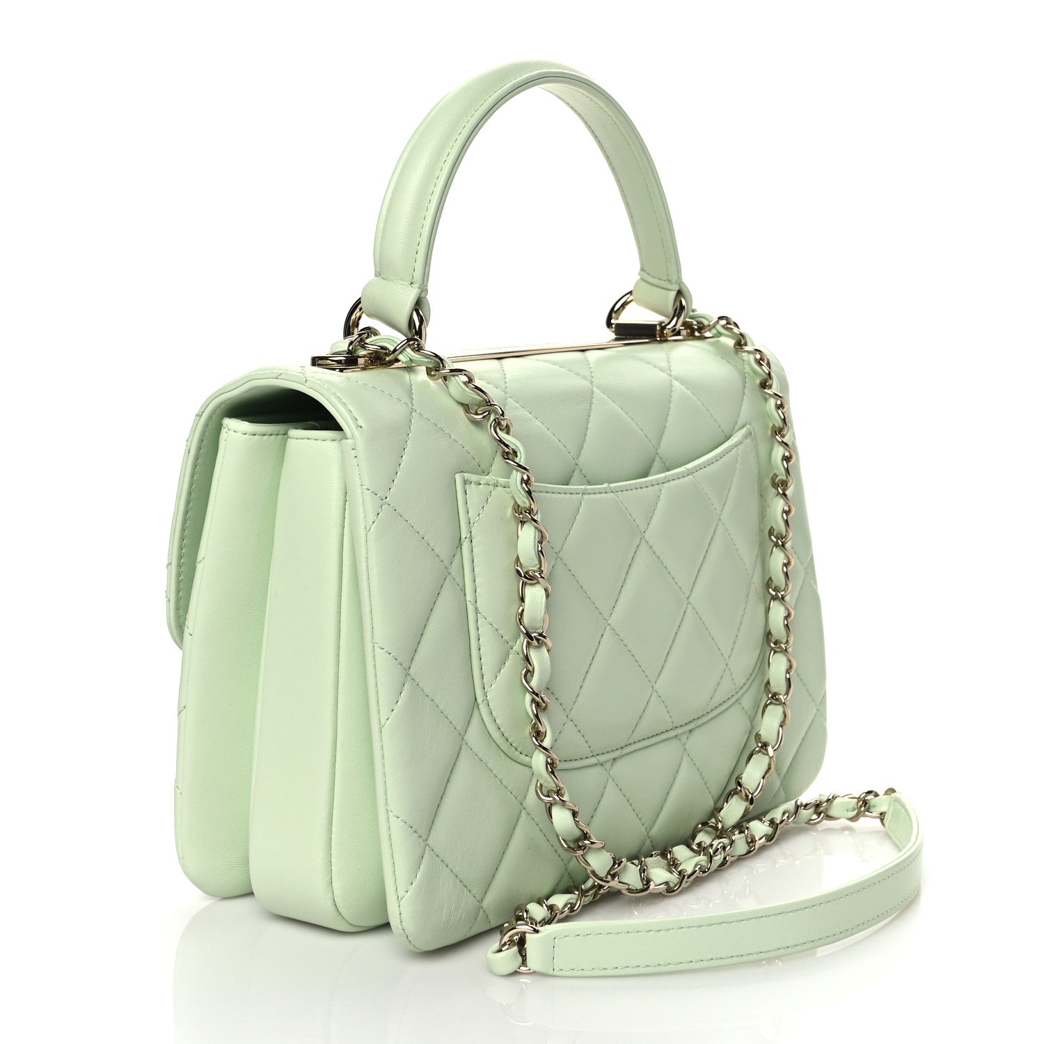 Chanel Lambskin Quilted Small Trendy CC Flap Dual Handle Bag Light Green 2 of 9