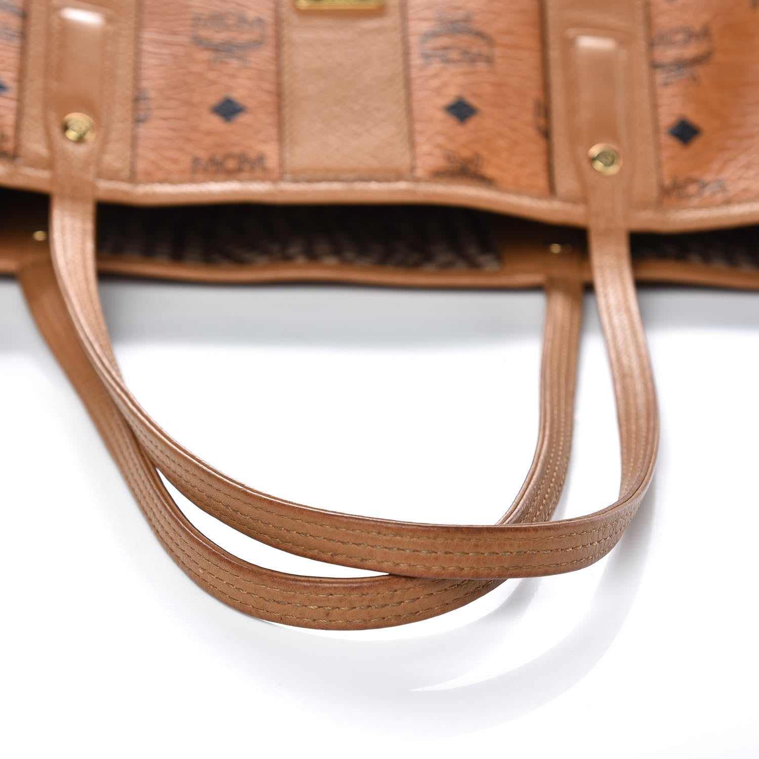 MCM Visetos Medium Liz Reversible Shopper Tote Cognac 14 of 17