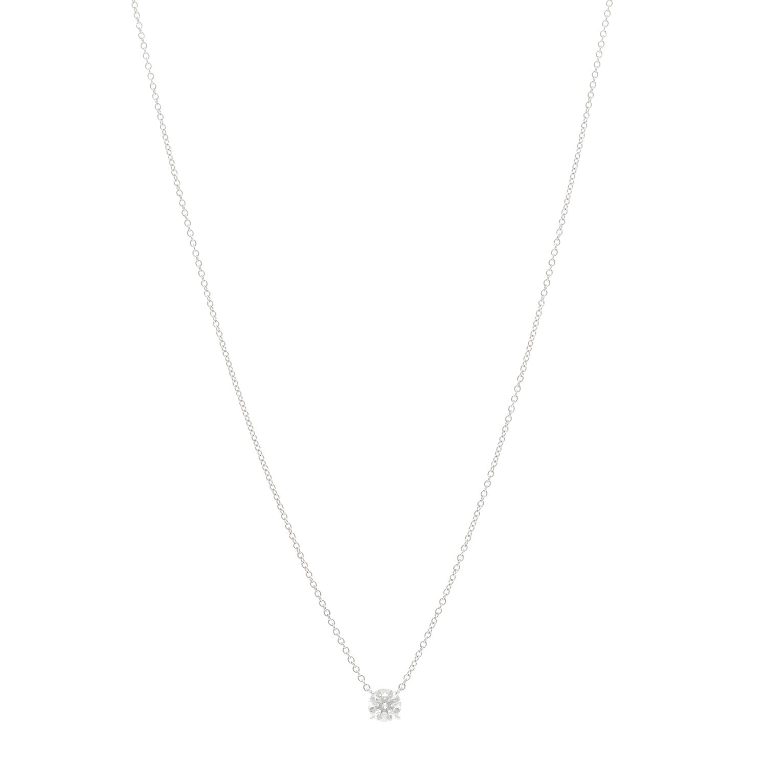David Yurman 18K White Gold Diamond .52ct Solitaire Diamond Necklace 1 of 5