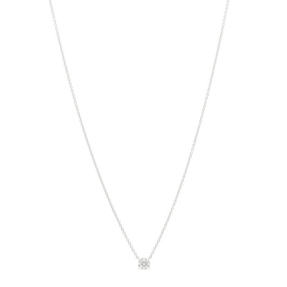 David Yurman 18K White Gold Diamond .52ct Solitaire Diamond Necklace 1 of 5