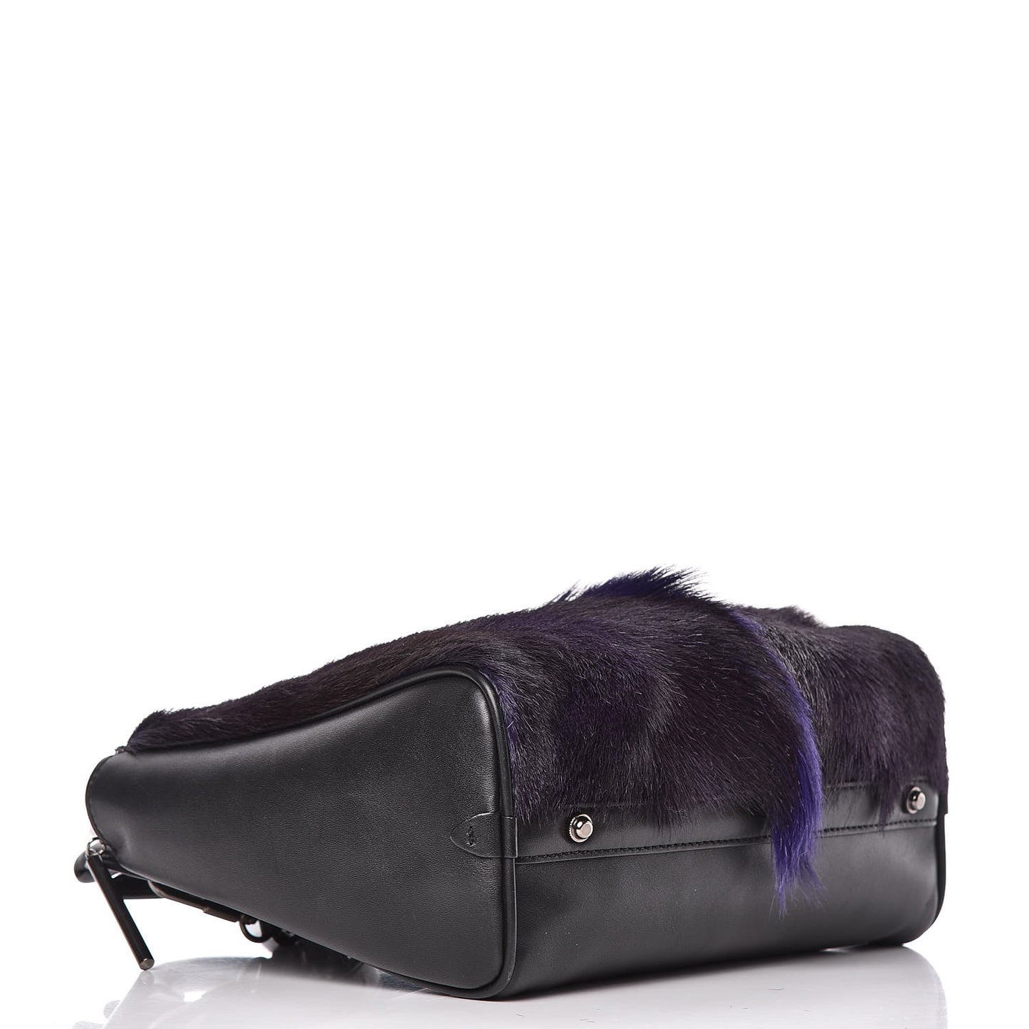 3.1 Goat Fur Calfskin Ryder Satchel Purple Black
