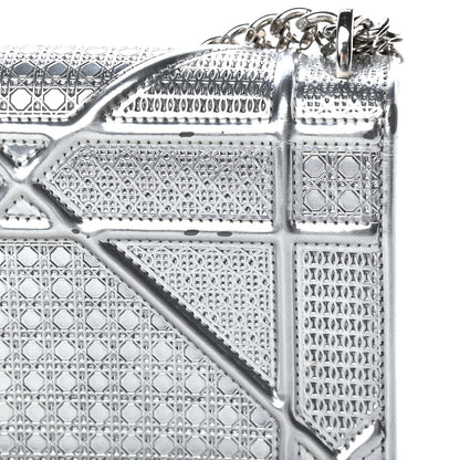 Christian Dior Metallic Patent Micro-Cannage Mini Diorama Flap Bag Silver 8 of 9