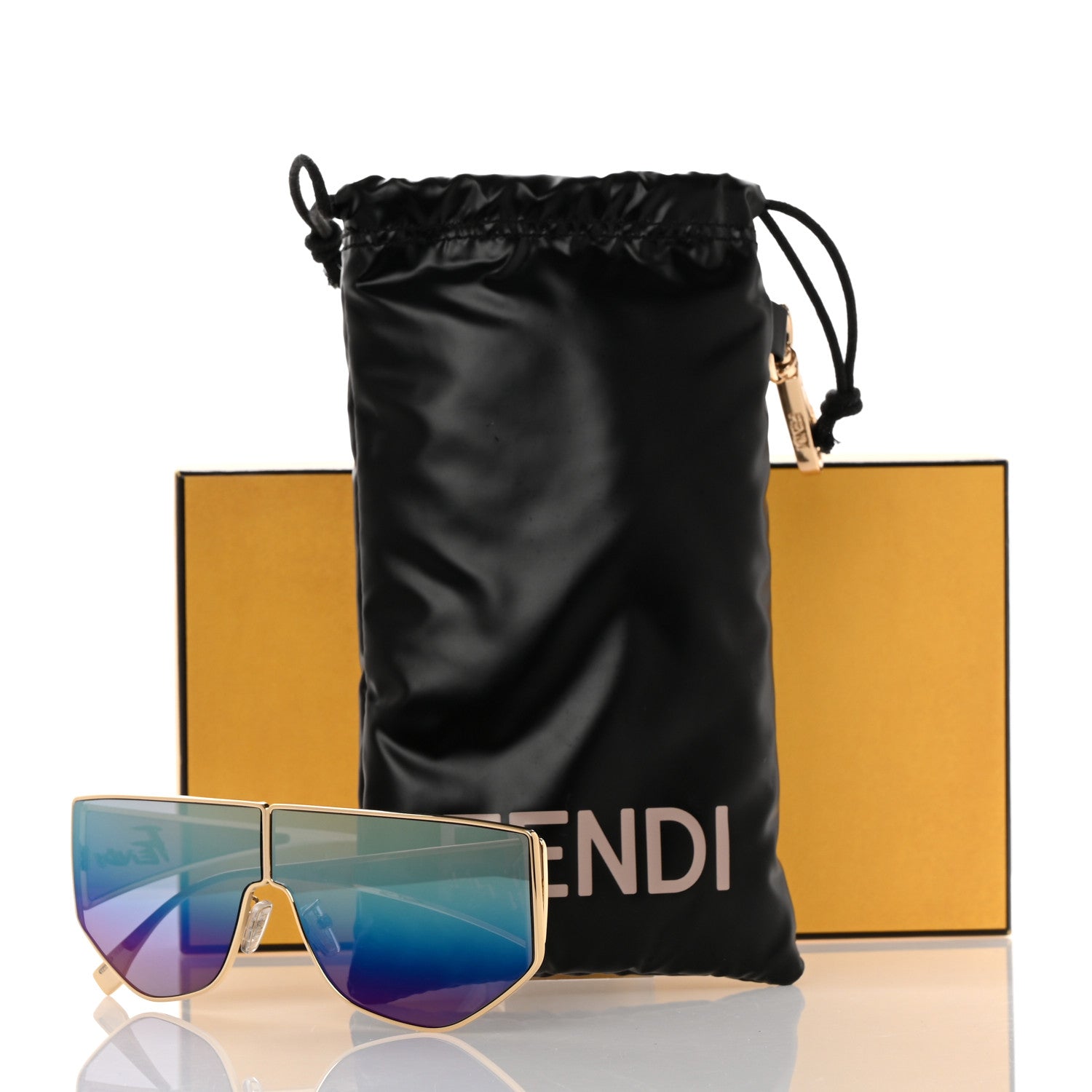 Fendi Metal Disco Geometric Sunglasses FE 40051/U Gold Blue Mirror 7 of 7