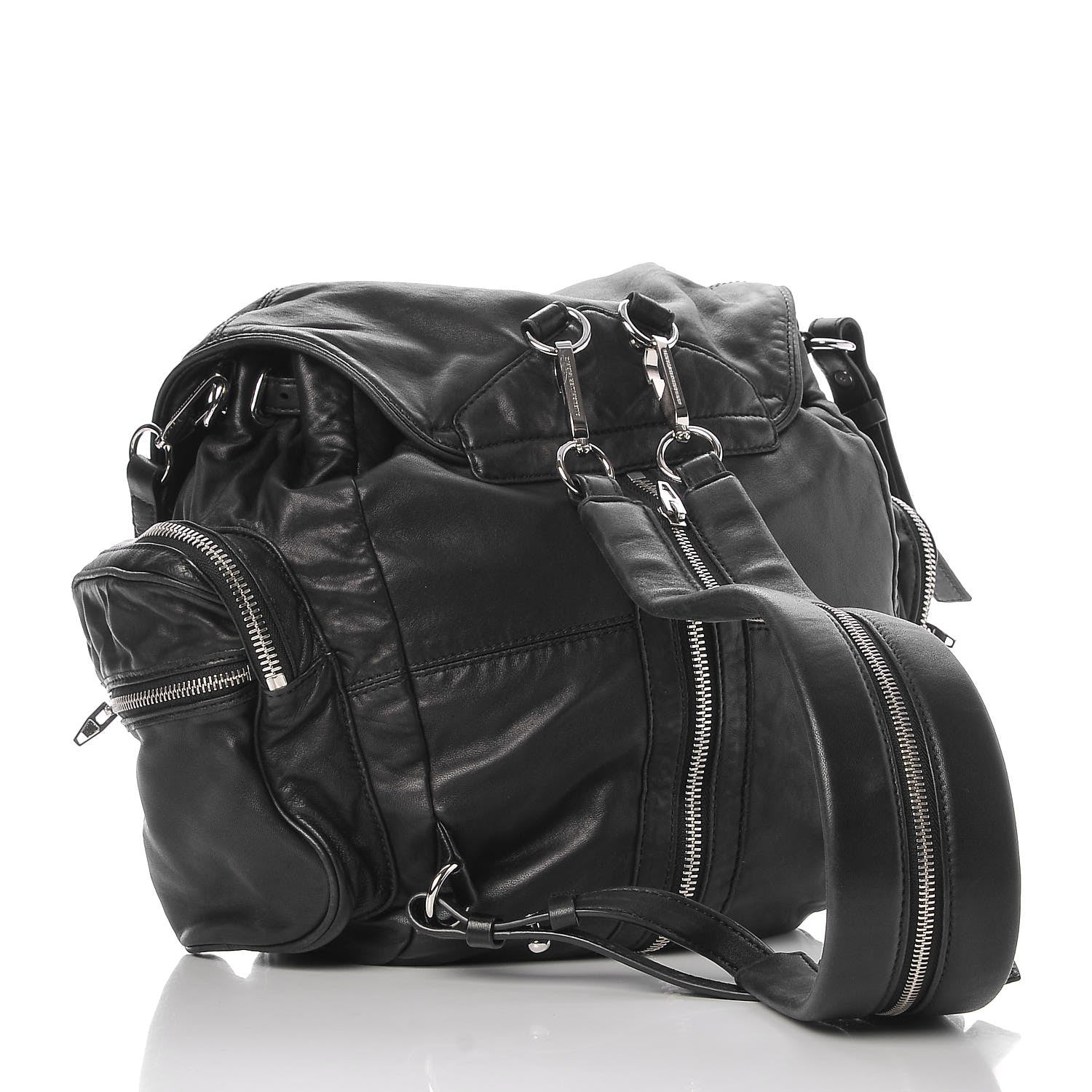 Alexander Wang Lambskin Marti Backpack Bag Washed Black Rhodium Hardware 4 of 9