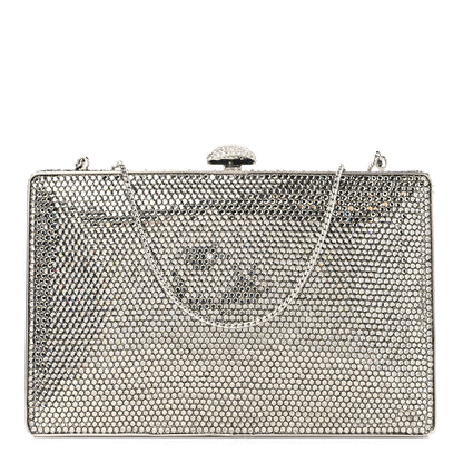 Judith Leiber Swarovski Crystal Minaudiere Clutch Silver 1 of 8