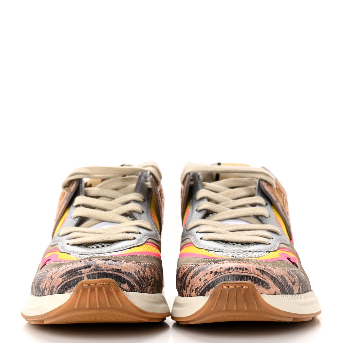 Suede Calfskin Tejus Printed Womens Ultrapace Sneakers 37 Pink Silver Oatmeal Yolk