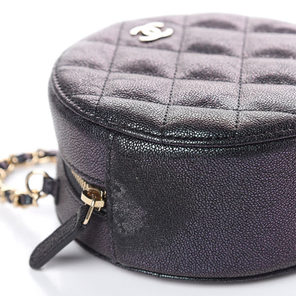 Chanel Iridescent Caviar Quilted Round Clutch With Chain Black 9 of 11