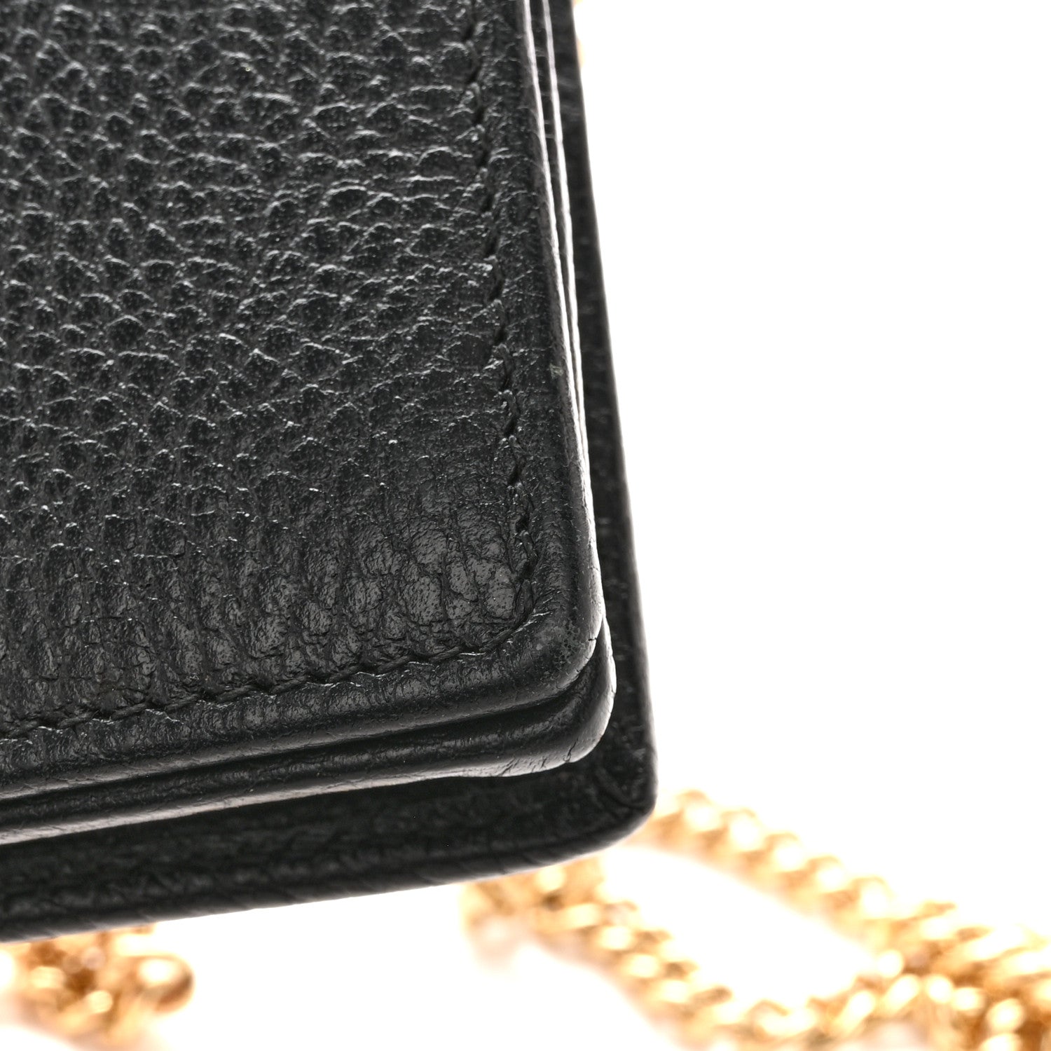 Gucci Dollar Calfskin Mini GG Marmont Chain Wallet Black 12 of 14