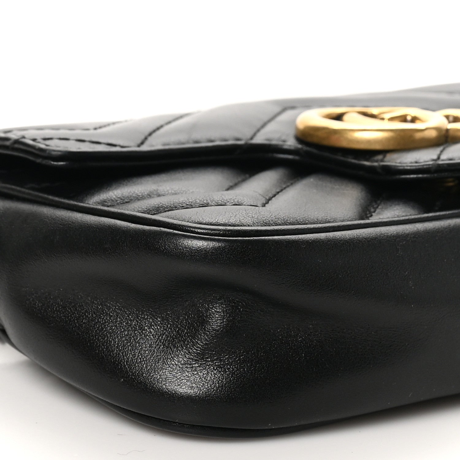 Gucci Calfskin Matelasse Super Mini GG Marmont Shoulder Bag Black 9 of 10