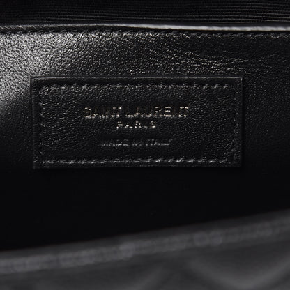 Saint Laurent Grain De Poudre Textured Mixed Matelasse Triquilt Medium Monogram Satchel Black 7 of 10