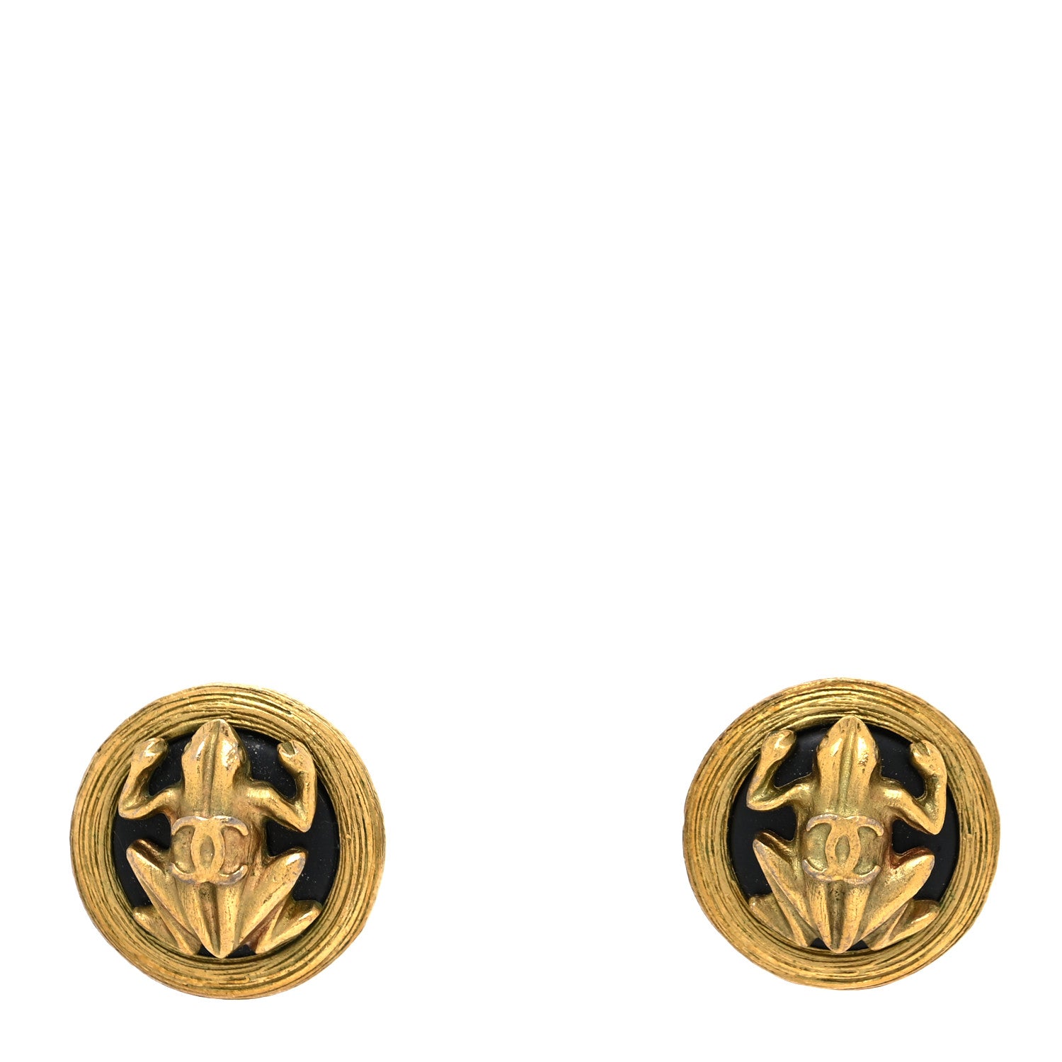 Chanel CC Frog Clip On Earrings Gold 1 of 4