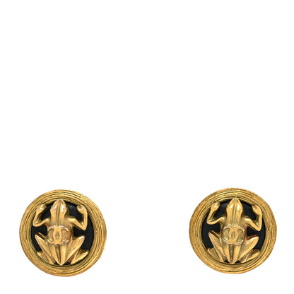 Chanel CC Frog Clip On Earrings Gold 1 of 4