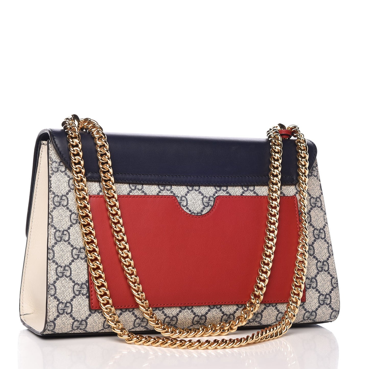 GG Supreme Monogram Calfskin Medium Padlock Shoulder Bag Beige Blue Mystic White Hibiscus Red
