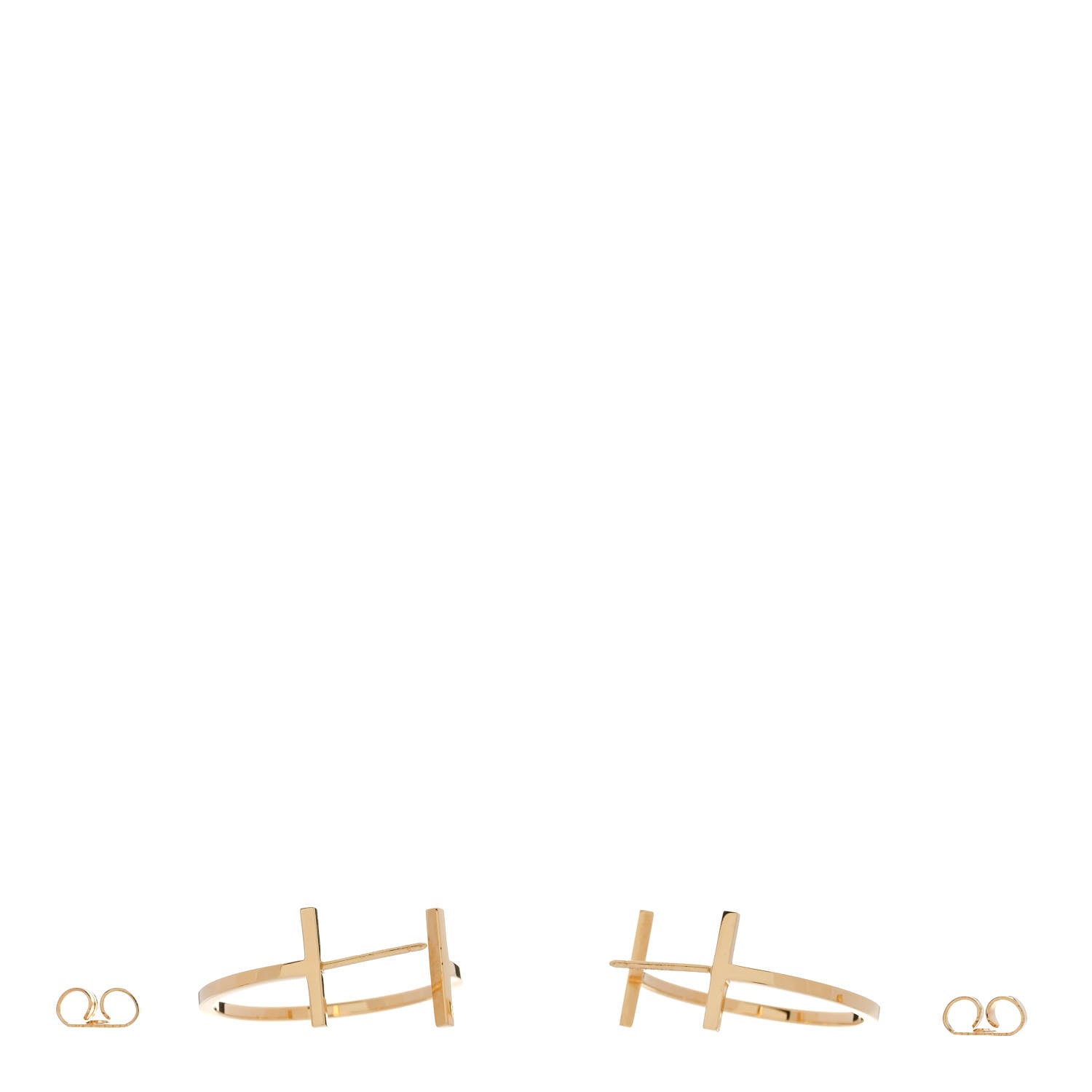 Tiffany 18K Yellow Gold Medium T Wire Hoop Earrings 3 of 5