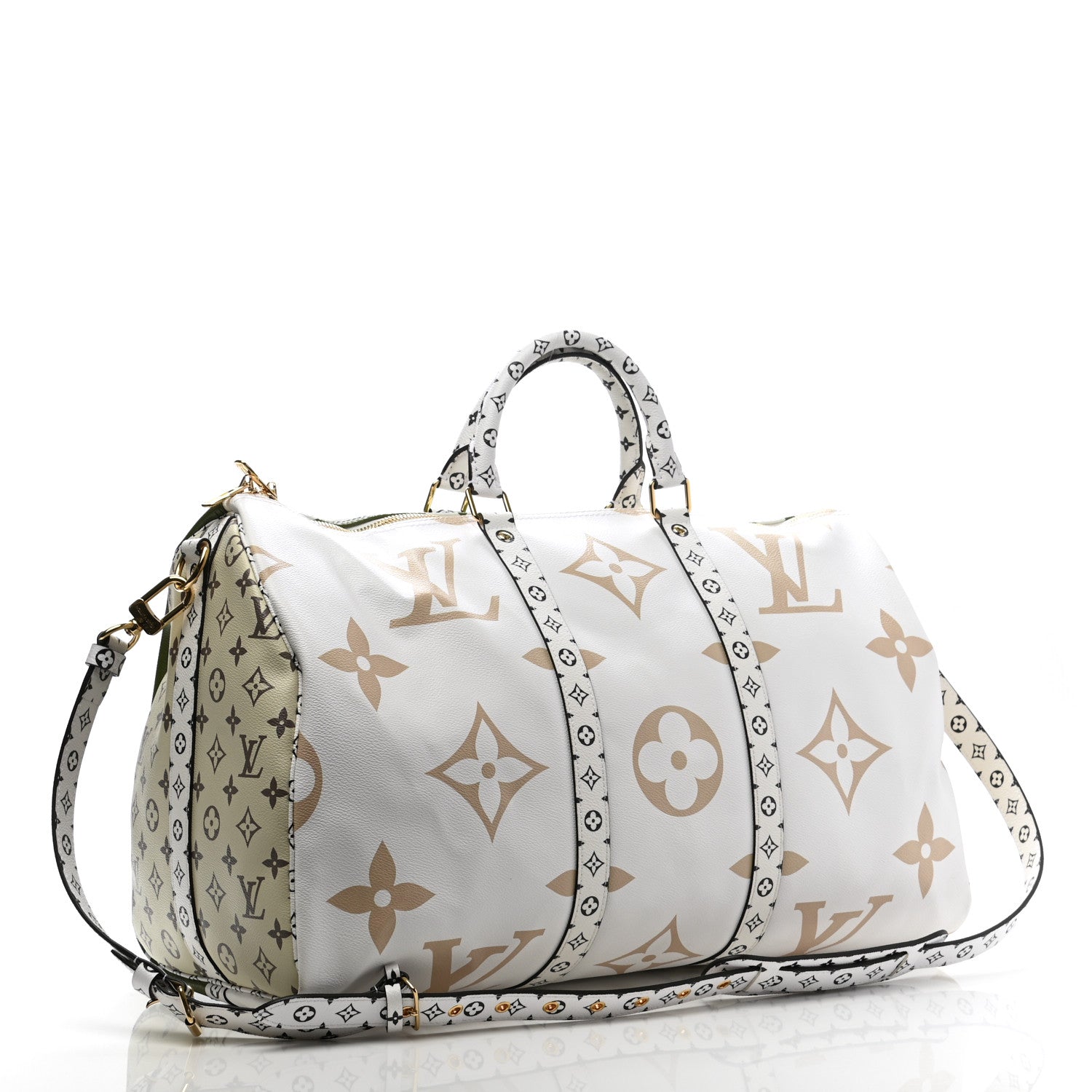Louis Vuitton Monogram Giant Keepall Bandouliere 50 Kaki Beige 3 of 9
