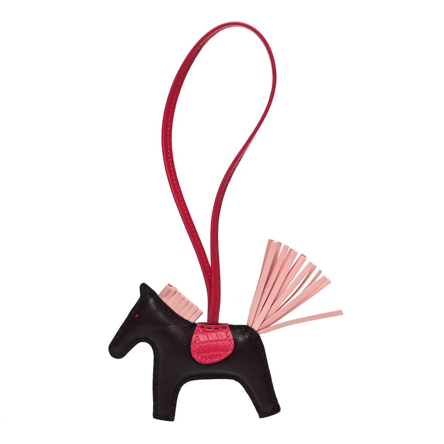 Milo Lambskin Matte Alligator Touch Grigri Rodeo Horse Bag Charm PM Rouge Sellier FRAMBOISE Rose Sakura