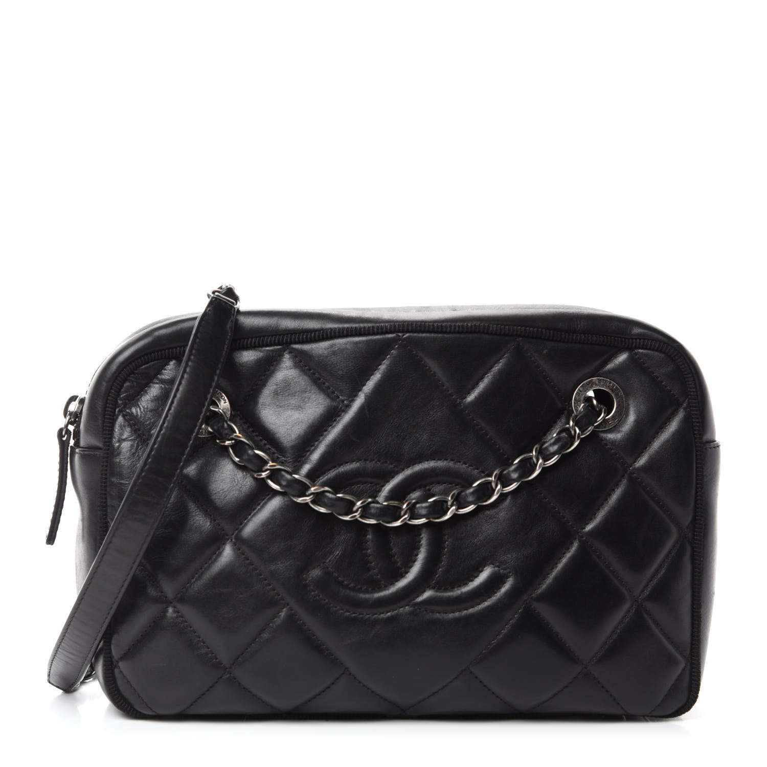 Chanel Lambskin Quilted Small Diamond CC Camera Case Black 1 of 11