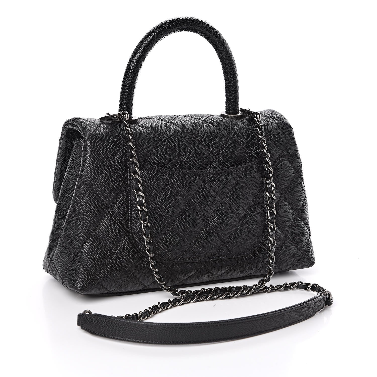 Chanel Caviar Lizard Quilted Mini Coco Handle Flap Black 3 of 10