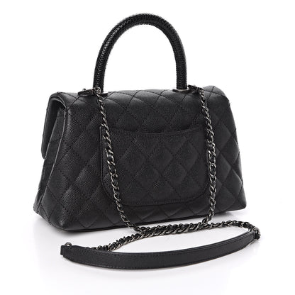 Chanel Caviar Lizard Quilted Mini Coco Handle Flap Black 3 of 10