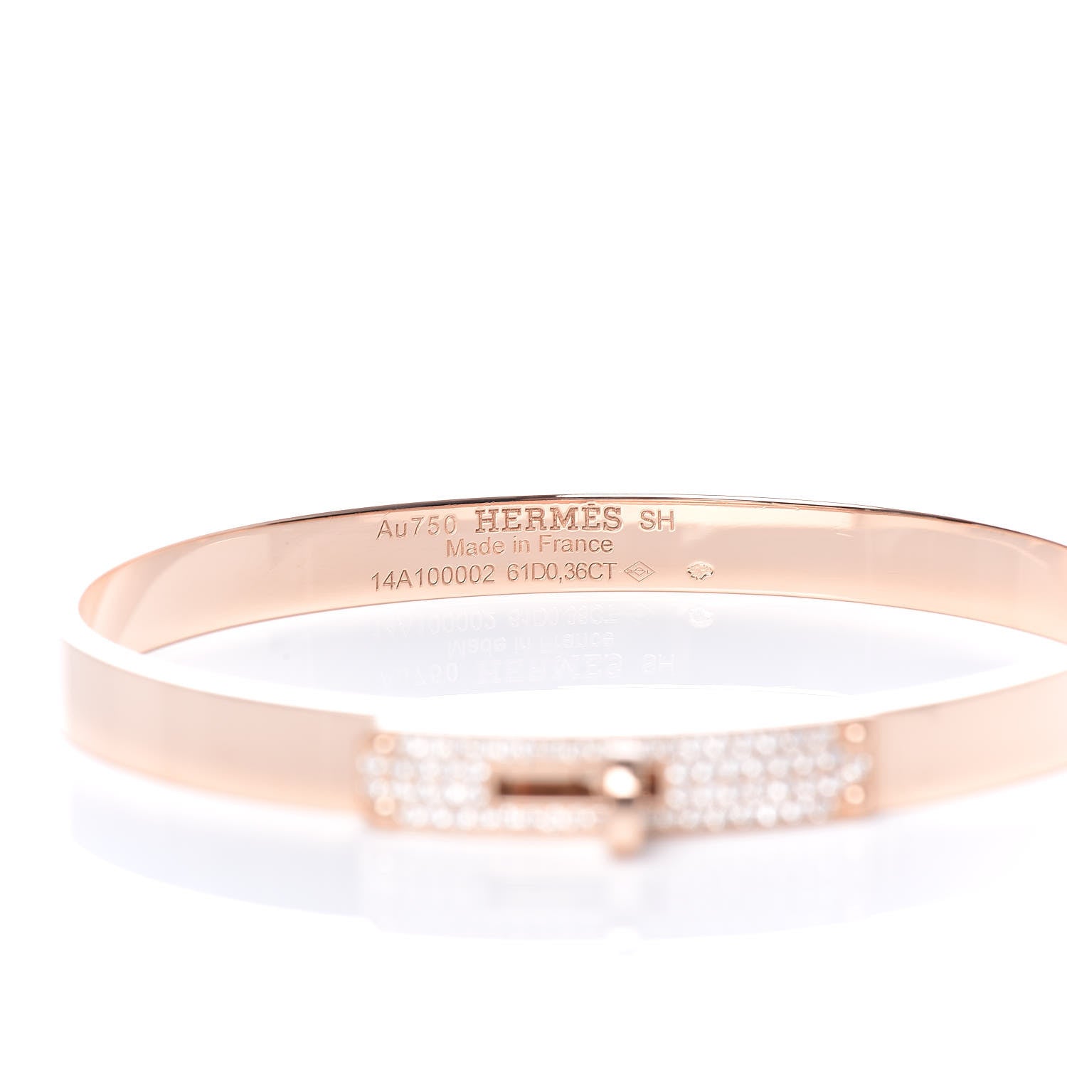 Hermes 18K Rose Gold Diamond PM Kelly Pave Bracelet SH 4 of 6