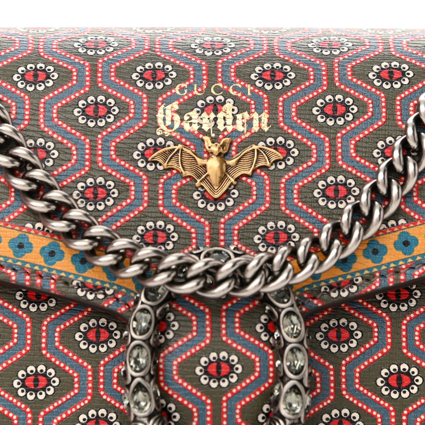 Calfskin Printed Garden Dionysus Chain Wallet Multicolor