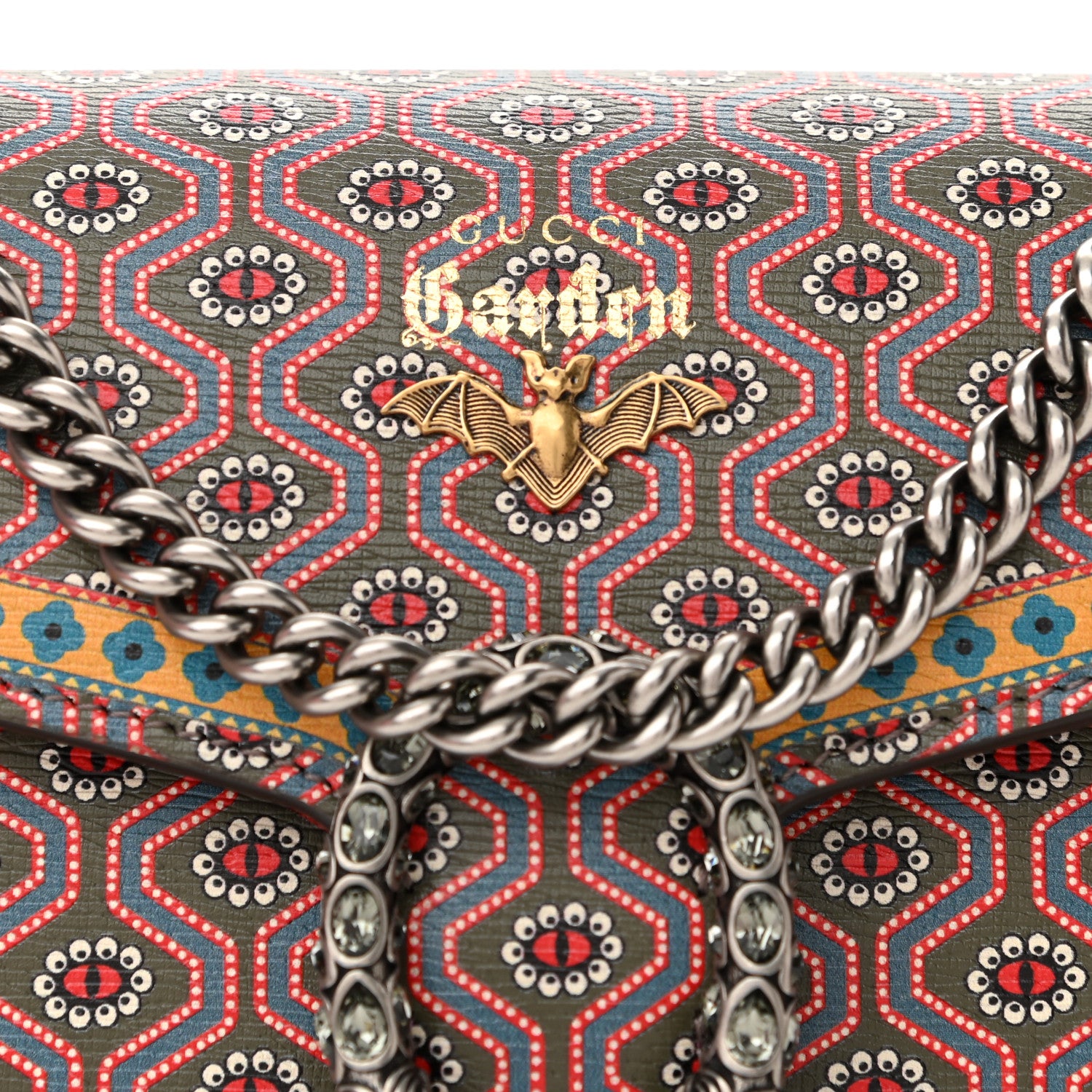 Gucci Calfskin Printed Garden Dionysus Chain Wallet Multicolor 9 of 12