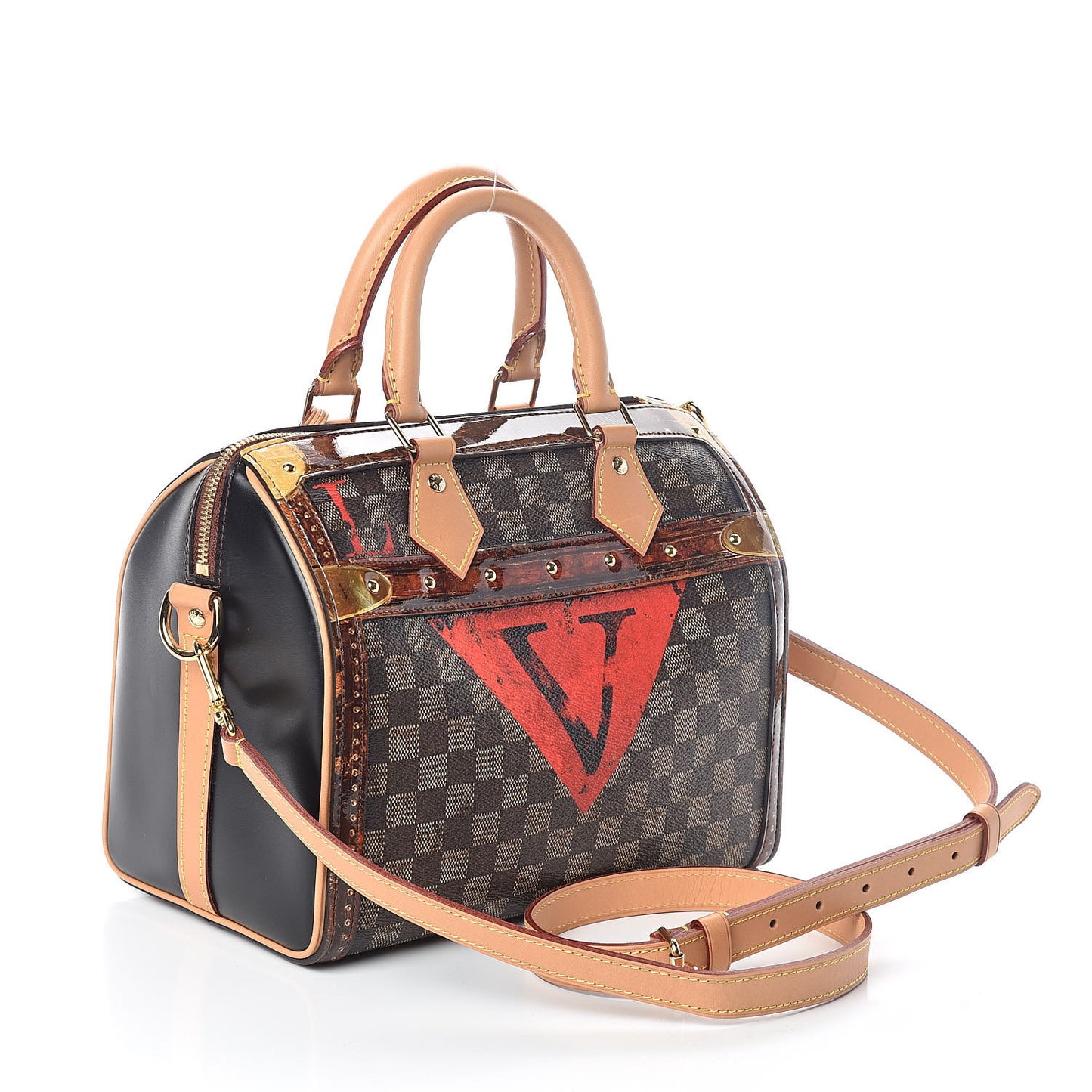 Transformed Damier Ebene Time Trunk Speedy Bandouliere 25 Black
