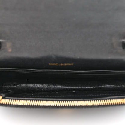 Saint Laurent Calfskin Crocodile Embossed Kate Monogram Tassel Chain Wallet Black 5 of 13