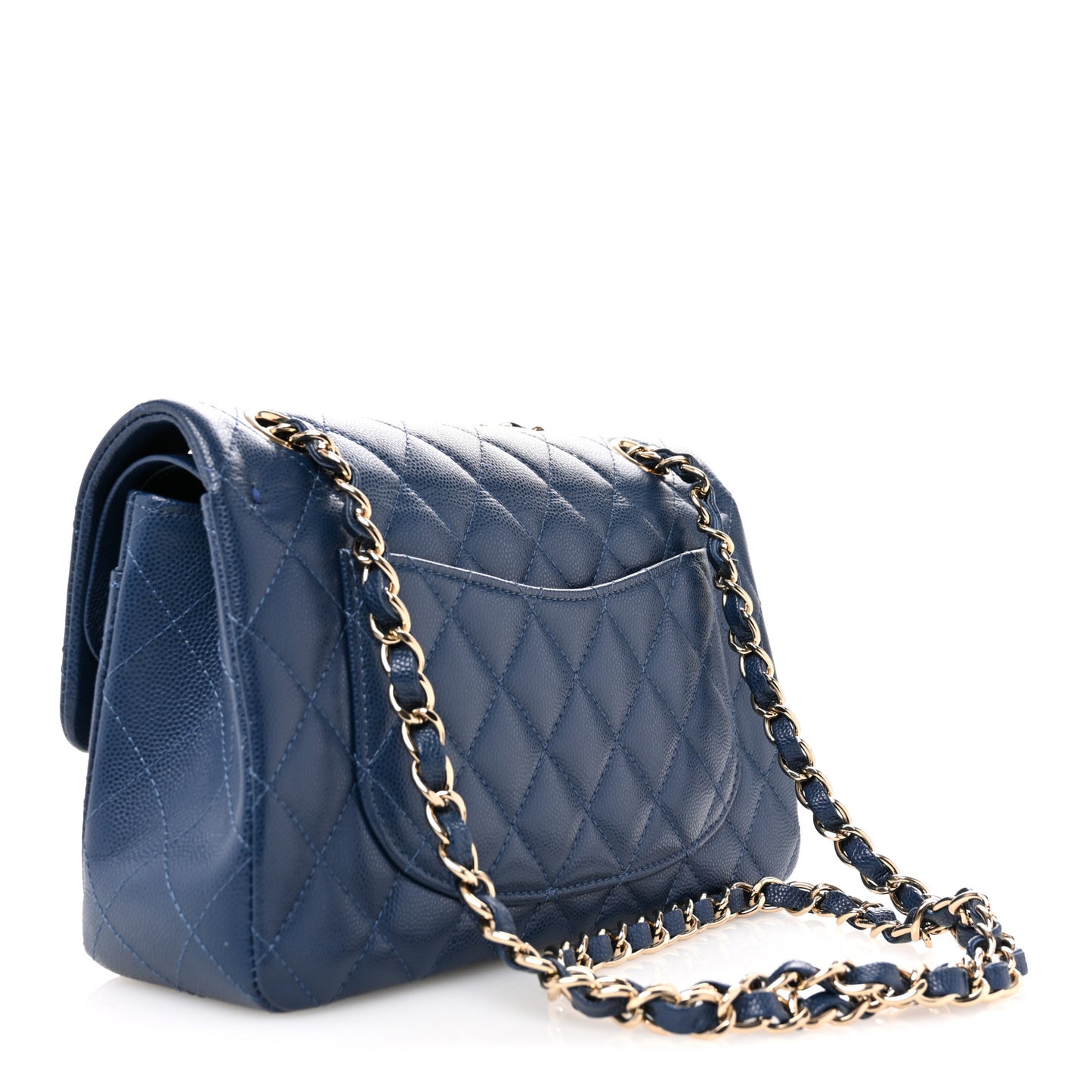 Caviar Quilted Small Double Flap Navy