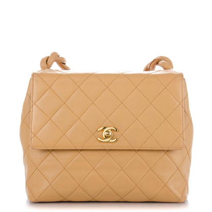 Chanel Lambskin Flap Shoulder Bag Beige 1 of 8