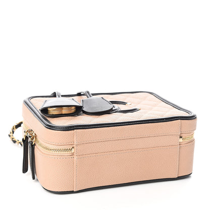 Chanel Caviar Quilted Medium CC Filigree Vanity Case Beige Black 3 of 9