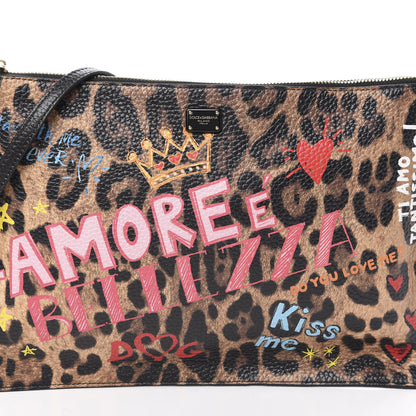 Dolce & Gabbana Calfskin Leopard Graffiti Print Crossbody Pouch Multicolor 6 of 8