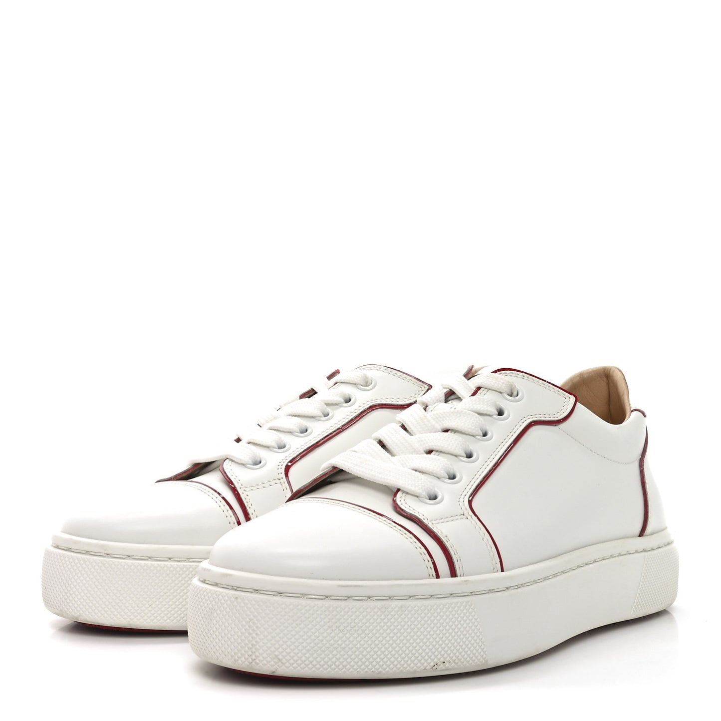 Calfskin Patent Vieirissima Flat Sneakers 36.5 White Loubi