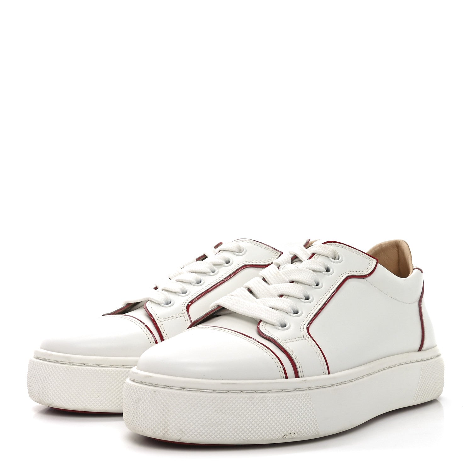 Christian Louboutin Calfskin Patent Vieirissima Flat Sneakers 36.5 White Loubi 4 of 8