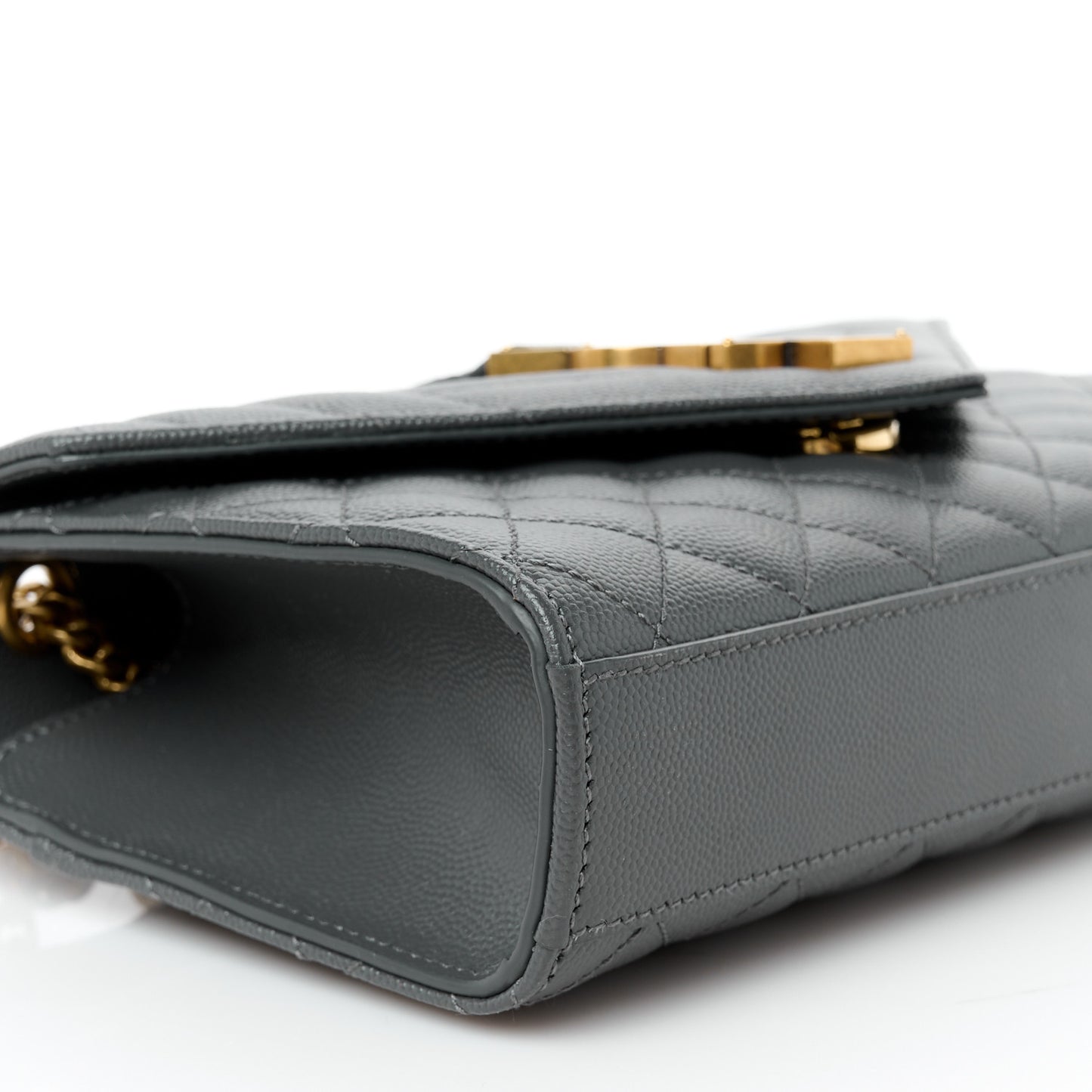 Grain De Poudre Textured Mixed Matelasse Triquilt Small Monogram Satchel Pebble