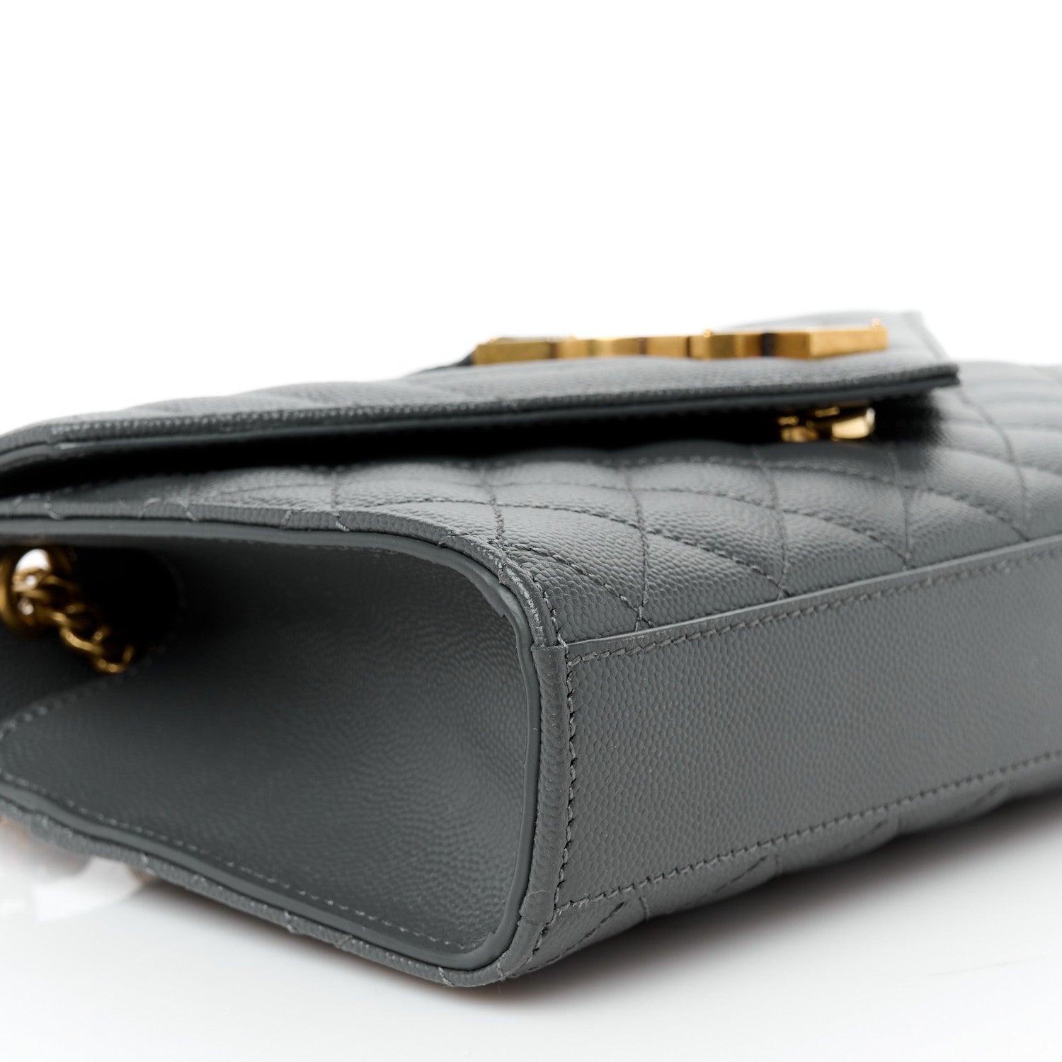 Saint Laurent Grain De Poudre Textured Mixed Matelasse Triquilt Small Monogram Satchel Pebble 10 of 11