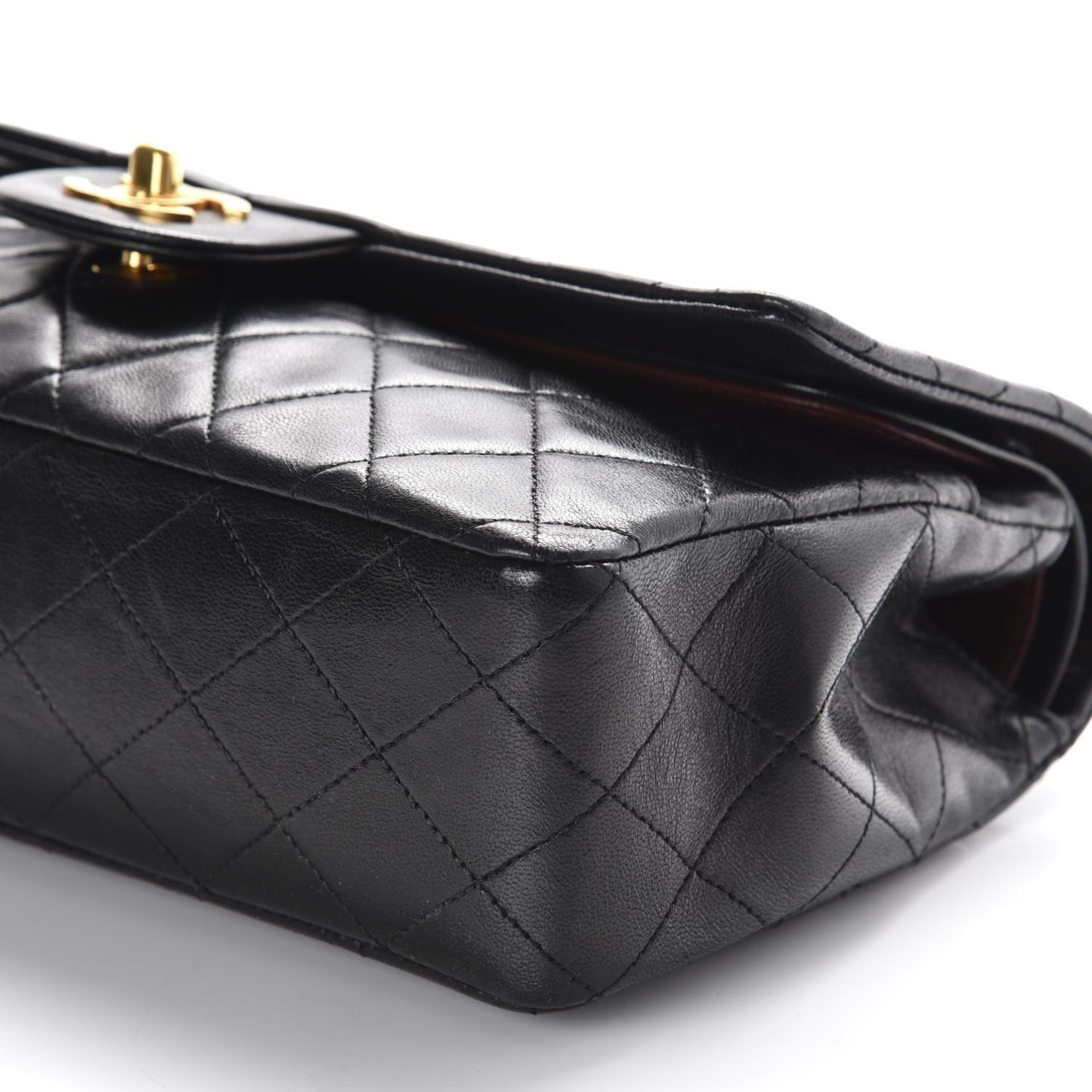 Lambskin Quilted Medium Double Flap Black