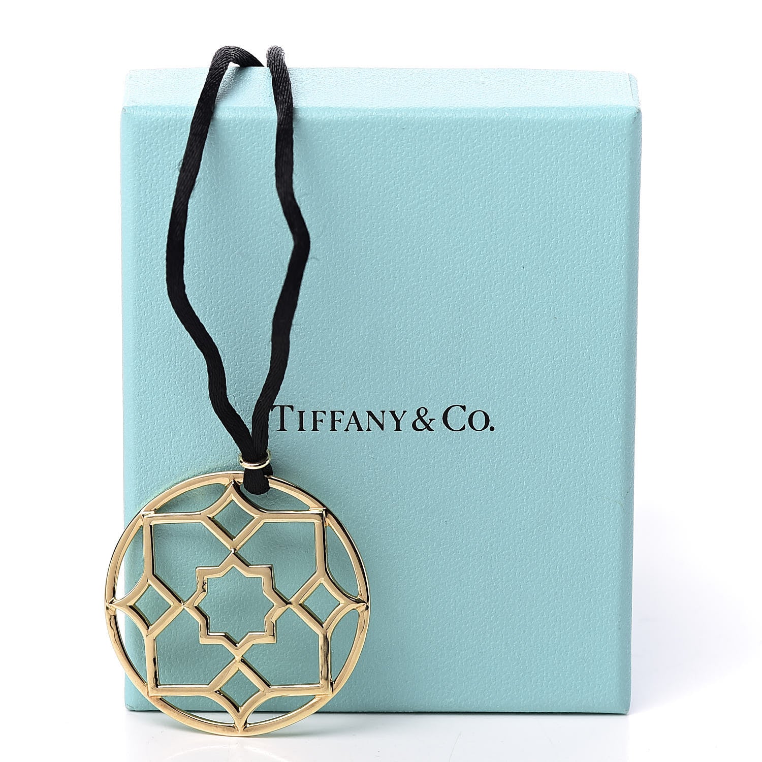 Tiffany 18K Yellow Gold Paloma Picasso Zellige Medallion Pendant Cord Necklace 6 of 6