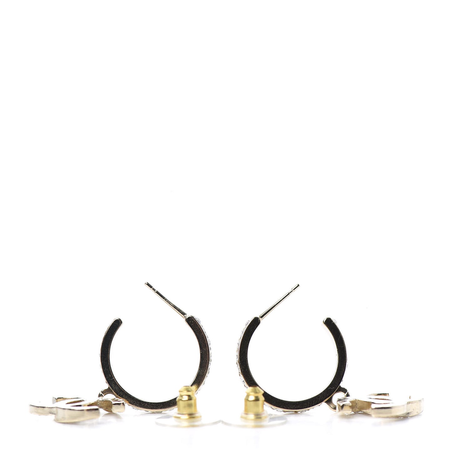 Crystal Lock Symbols CC Hoop Drop Earrings Gold