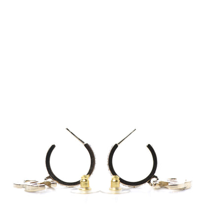 Chanel Crystal Lock Symbols CC Hoop Drop Earrings Gold 3 of 4