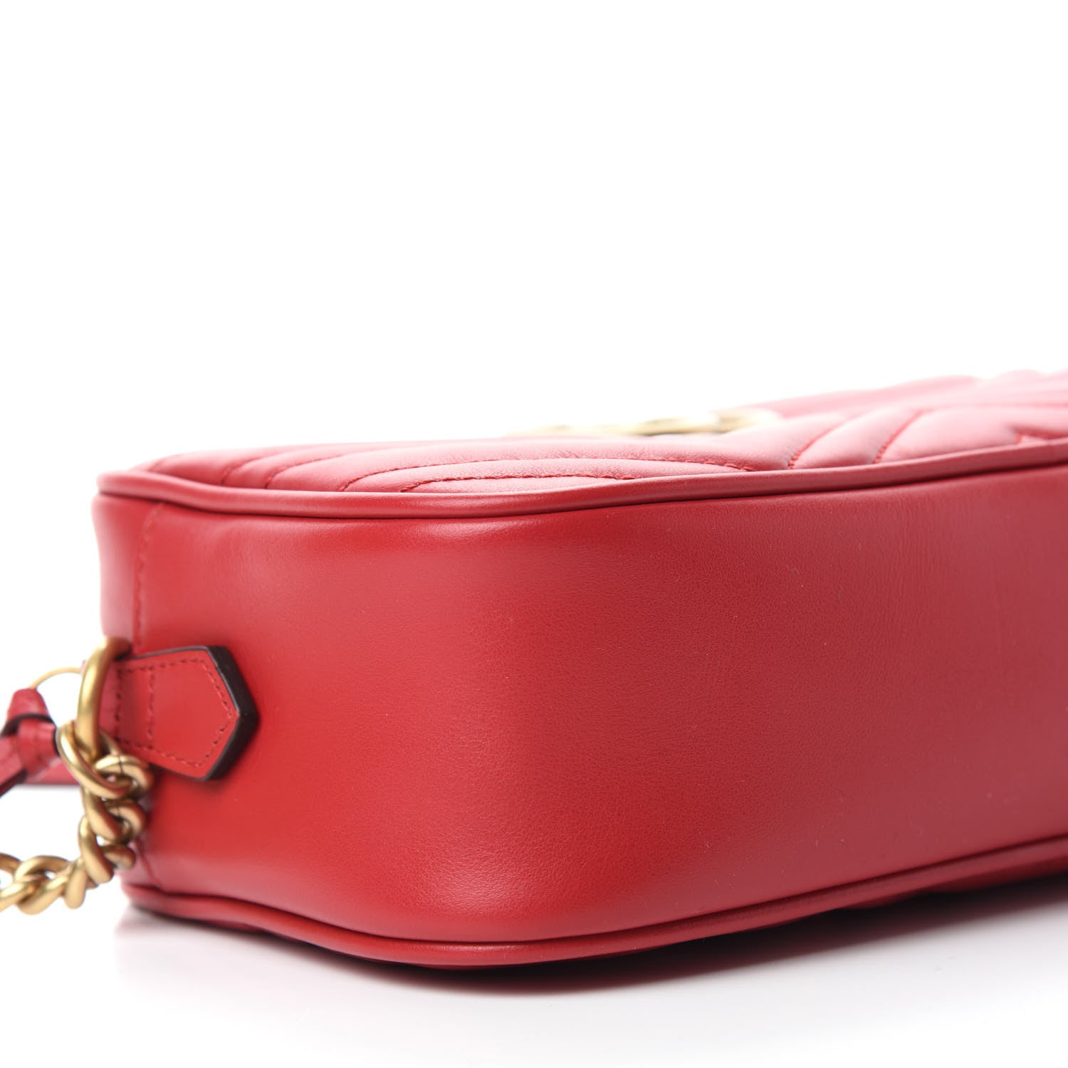 Gucci Calfskin Matelasse Small GG Marmont Chain Shoulder Bag Hibiscus Red 6 of 11